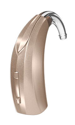 Beige behind-the-ear hearing aid